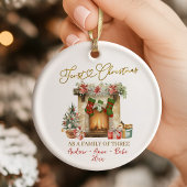 Illustration First Christmas Family of Three Keramisch Ornament