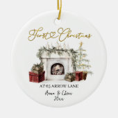 Illustration First Christmas in our new home Keramisch Ornament (Voorkant)