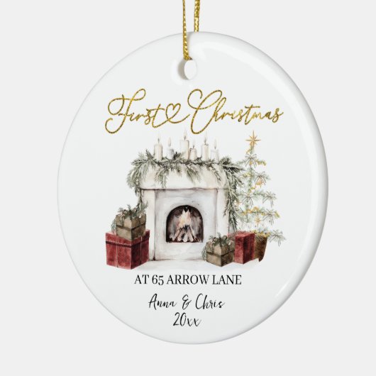 Illustration First Christmas in our new home Keramisch Ornament (Links)