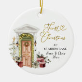 Illustration First Christmas in our new home Keramisch Ornament (Voorkant)