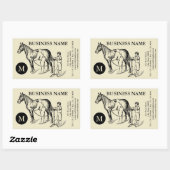  ILLUSTRATION Horse Clipping Monogram S Rechthoekige Sticker (Vel)