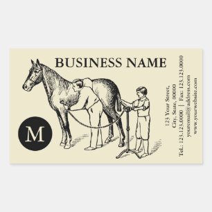  ILLUSTRATION Horse Clipping Monogram S Rechthoekige Sticker