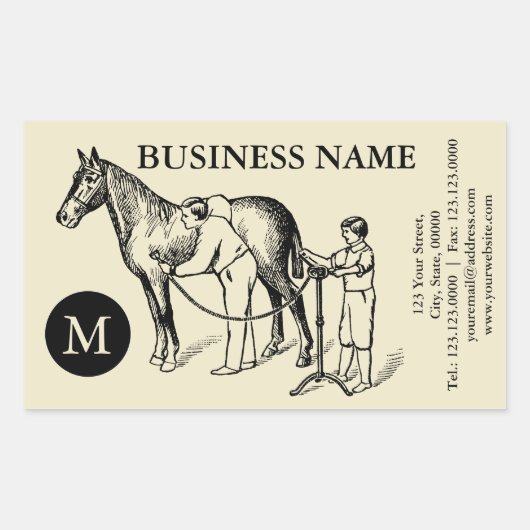  ILLUSTRATION Horse Clipping Monogram S Rechthoekige Sticker (Voorkant)