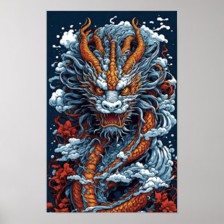 Illustration Japanischer Drachen Poster