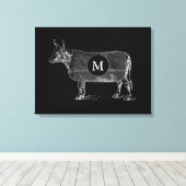  ILLUSTRATION Koe Monogram zwart Canvas (Insitu (Houten vloer))
