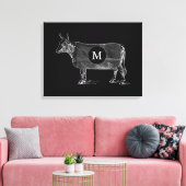  ILLUSTRATION Koe Monogram zwart Canvas Afdruk (Insitu (Woonkamer))