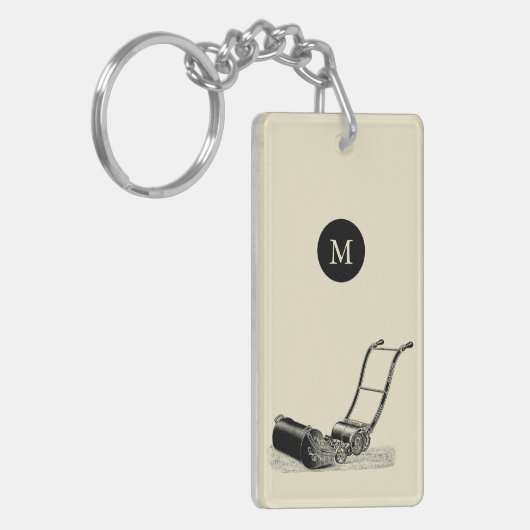  ILLUSTRATION Lawn Mower Monogram 2sided K Sleutelhanger (Voorkant Links)