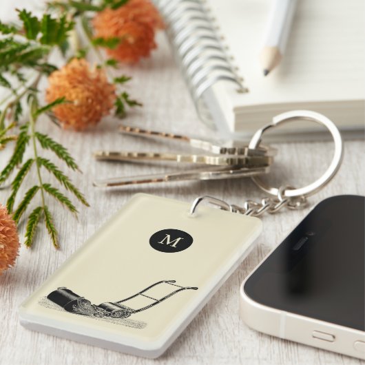  ILLUSTRATION Lawn Mower Monogram 2sided K Sleutelhanger (Voorkant Rechts)