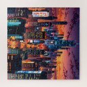 Illustration of a big city at night legpuzzel (Horizontaal)