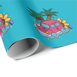 Illustration of cars, bees and butterflies. cadeaupapier