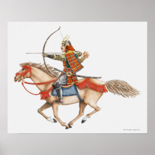 Illustration of early Samurai warrior on Poster