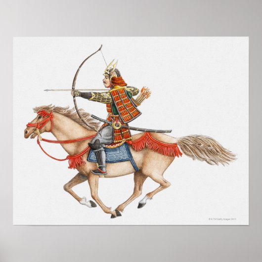 Illustration of early Samurai warrior on Poster (Voorkant)