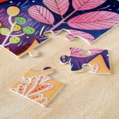 Illustration of fox hugging hedgehog in forest. legpuzzel (Zijkant)