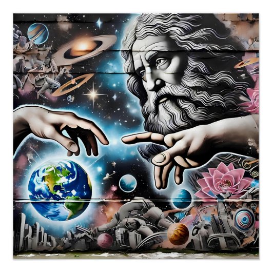 illustration of god creating the universe perfect poster (Voorkant)
