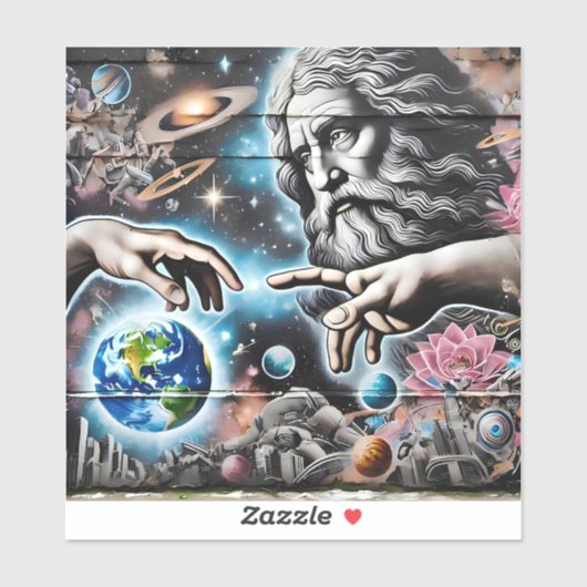  illustration of god creating the universe sticker (Vel)