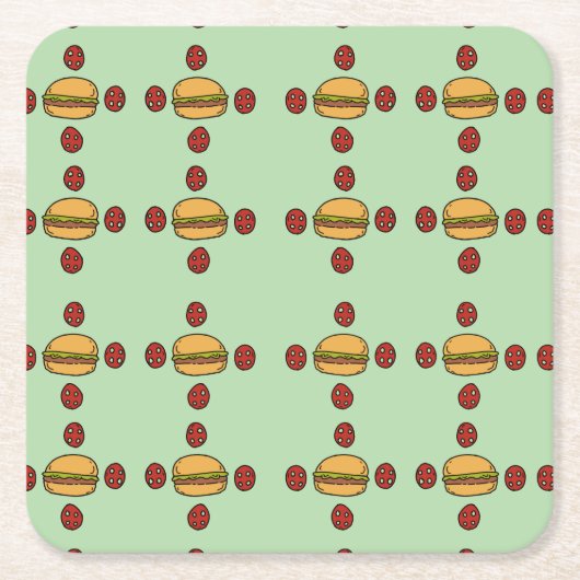 Illustration of hamburger patterns kartonnen onderzetters (Voorkant)