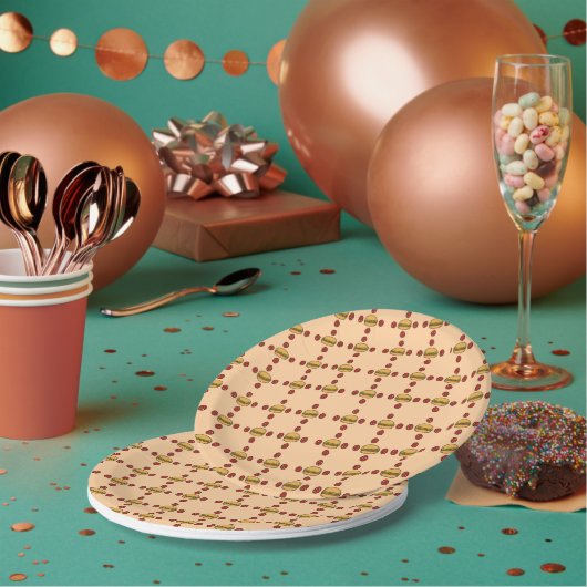Illustration of hamburger patterns papieren bordje (Multi)