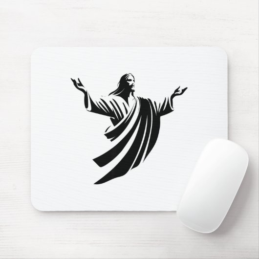 Illustration Of Jesus Christ Shadow With Open Arms Muismat (Met muis)