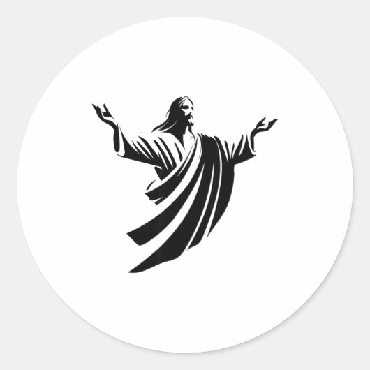 Illustration Of Jesus Christ Shadow With Open Arms Ronde Sticker (Voorkant)