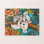 Illustration of koalas hugging in eucalyptus fores legpuzzel (Horizontaal)