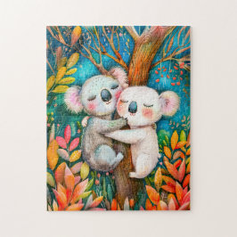 Illustration of koalas hugging in eucalyptus fores legpuzzel