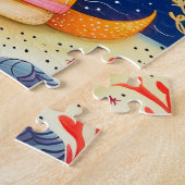 Illustration of two dogs playing at the beach legpuzzel (Zijkant)