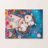 Illustration of two Hugging Hedgehogs in night at  Legpuzzel (Horizontaal)