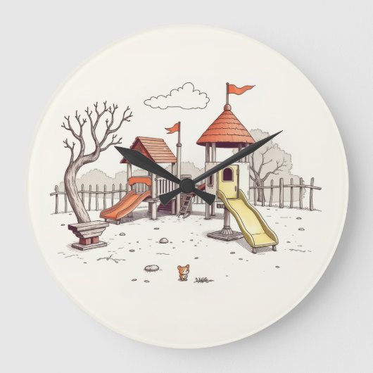 Illustration - playground grote klok (Voorkant)