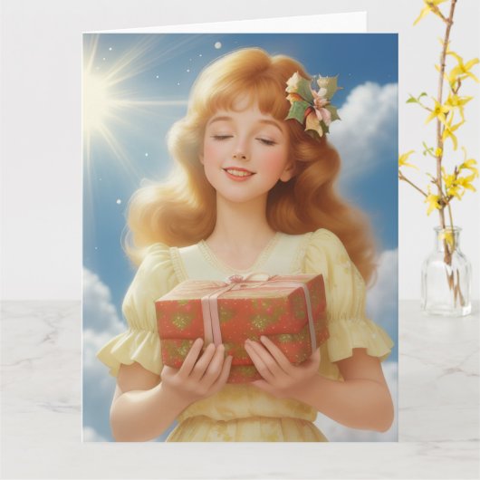 Illustration rétro de Noël Kaart (Gele Bloem)