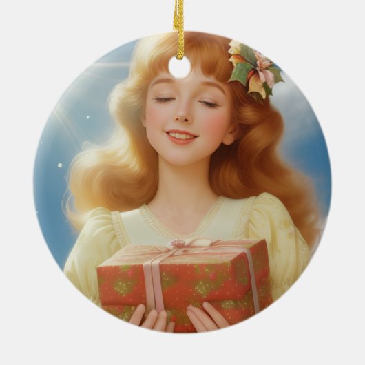 Illustration rétro de Noël Keramisch Ornament (Achterkant)