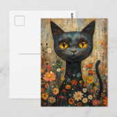Illustration süße Katze mit Blumen Briefkaart (Voorkant / Achterkant)