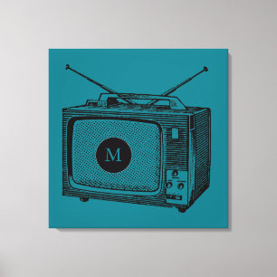  Illustration Televisor Monogram Canvas Afdruk