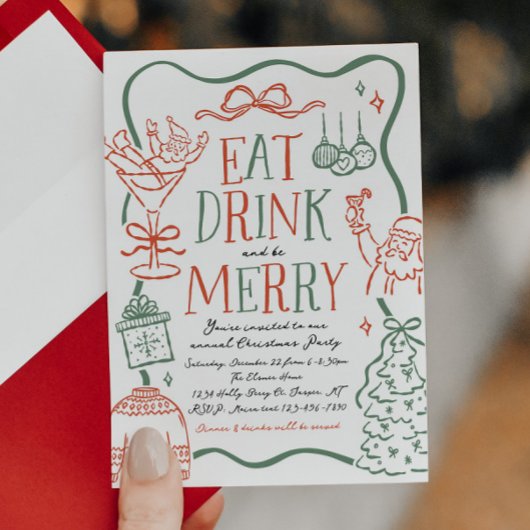 Illustrative Christmas Party Invitation Kaart