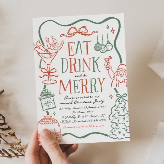 Illustrative Christmas Party Invitation Kaart