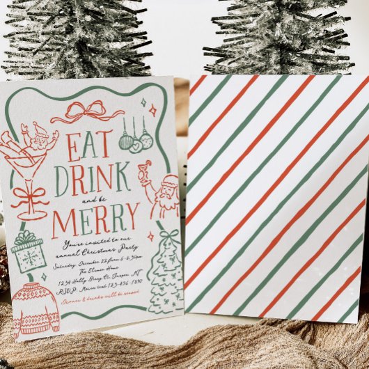 Illustrative Christmas Party Invitation Kaart
