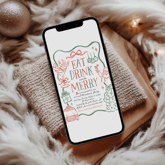 Illustrative Christmas Party Invitation Kaart