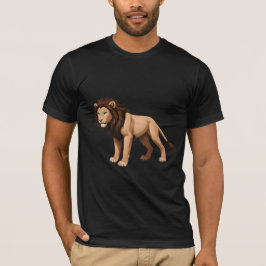 Illustrative Lion with Full Brown Mane T-shirt