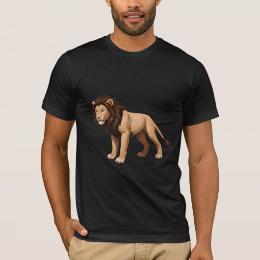 Illustrative Lion with Full Brown Mane T-shirt (Voorkant)