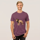 Illustrative Lion with Full Brown Mane Tri-Blend Shirt (Voorkant volledig)