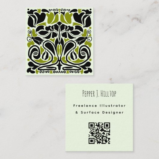 Illustrator oppervlak ontwerper QR-code Vierkante Visitekaartje (Voorkant / Achterkant)