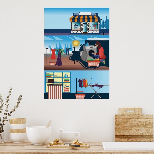 illustratorwasgoed poster (Keuken)