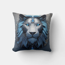 Illustreer een geometrische leeuwenkop in isometri kussen