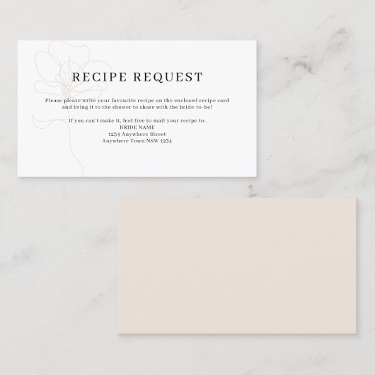 Illustreerde aanvraagkaart voor Roos Ontvangen Visitekaartje (Voorkant / Achterkant)