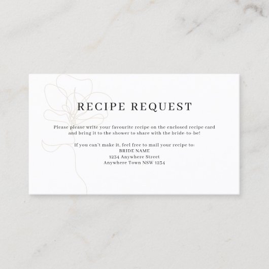 Illustreerde aanvraagkaart voor Roos Ontvangen Visitekaartje (Voorkant)