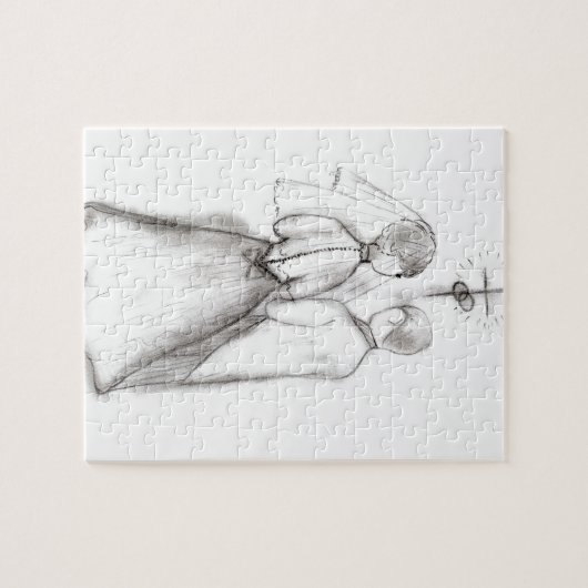 Illustreerde bride en bruom legpuzzel (Horizontaal)