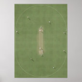 Illustreerde cricketpitch van boven poster (Voorkant)