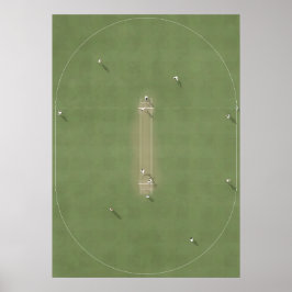 Illustreerde cricketpitch van boven poster