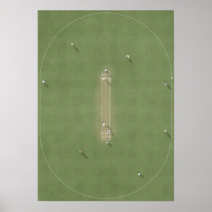 Illustreerde cricketpitch van boven poster