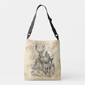 Illustreerde familie van het handschrift 'Deer' Crossbody Tas (Achterkant)