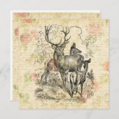 Illustreerde familie van het handschrift 'Deer' Feestdagenkaart (Voorkant / Achterkant)